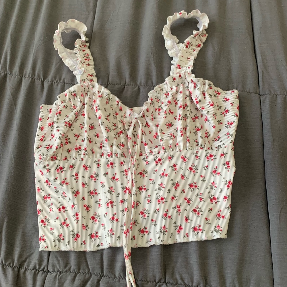 Floral and white tank top
